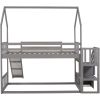 Twin-Over-Twin House Bunk Bed, Convertible Slide, Storage Staircase