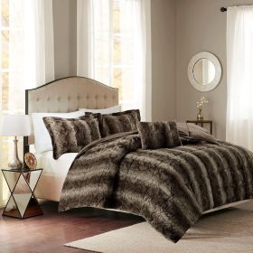 4PC Faux Fur Comforter Set (Color: as Pic)