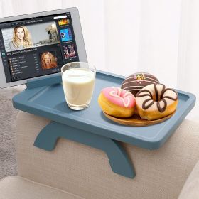 Bamboo Sofa Clip on Side Table for Wide Couches Arm, Foldable Couch Tray with 360¬∞ Rotating Phone Holder (Color: Blue)