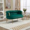 COOLMORE Small Loveseat Sofa, Upholstered Mini Couch with Curved Backrest with Stylish Golden Decor