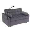 Modern Velvet Loveseat Futon Sofa Couch w/Pullout Bed,Small Love Seat Lounge Sofa with adjustable Reclining Backrest,Toss Pillows, Pockets