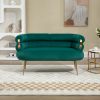 COOLMORE Small Loveseat Sofa, Upholstered Mini Couch with Curved Backrest with Stylish Golden Decor